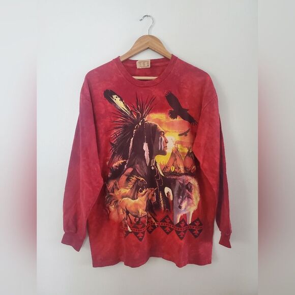The Mountain Native American print long sleeve in size Large - Picture 1 of 7